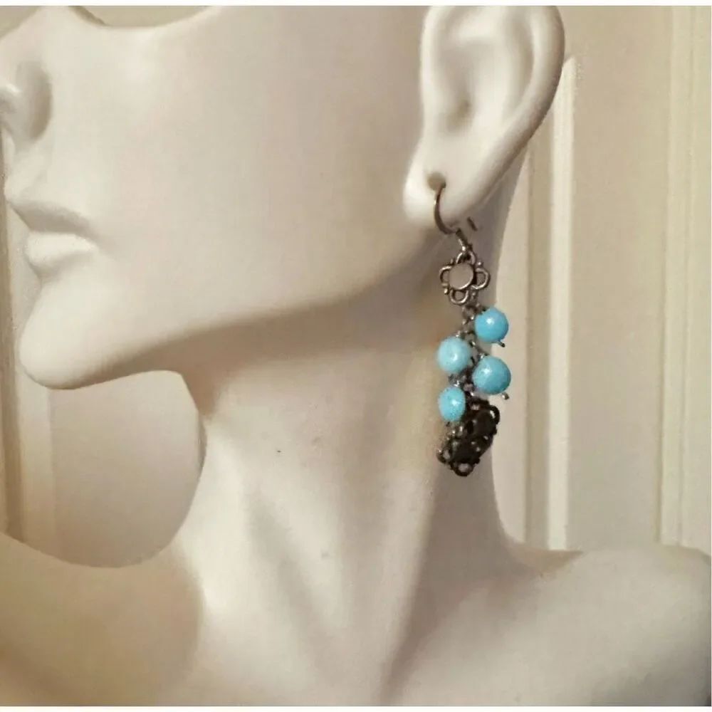 Sterling silver blue beaded earrings